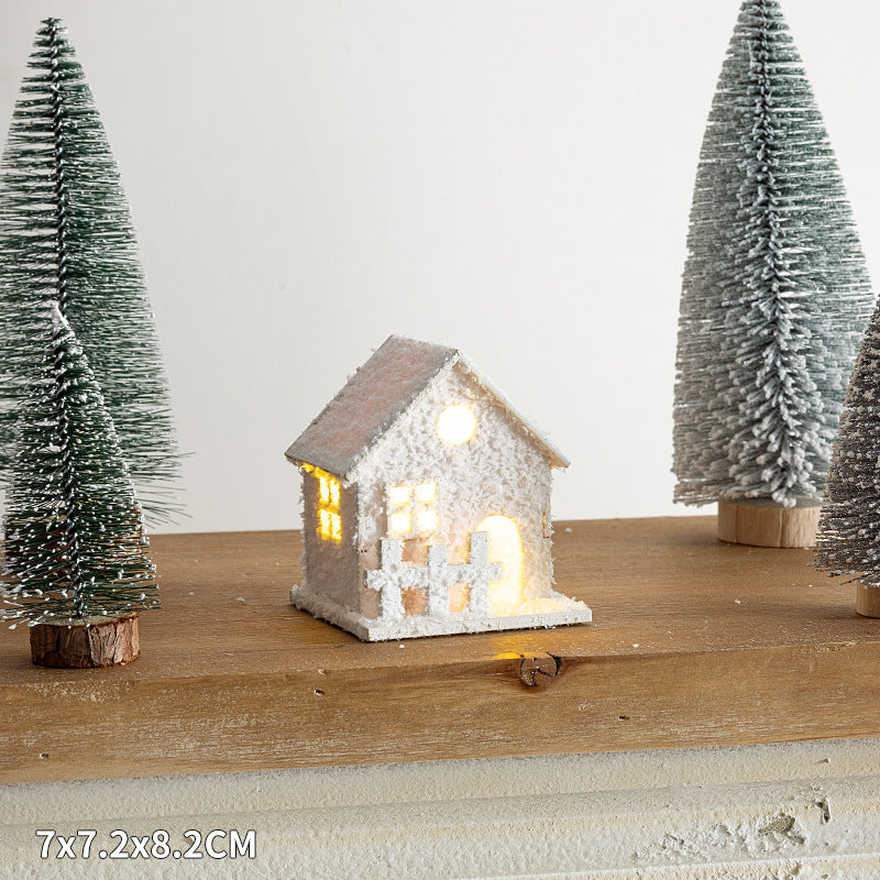Christmas wooden house decoration sets with LED