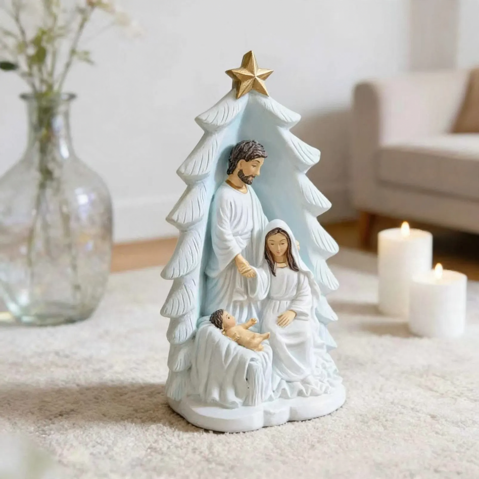 Decorative nativity figures made of resin, 3-piece set