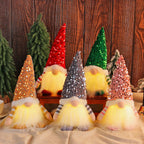 Shining gnome figures with sequin hat