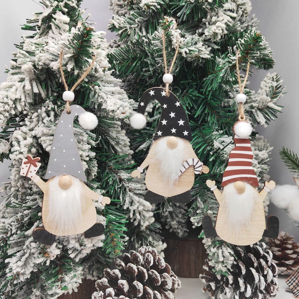 Wood Christmas Ornaments Gnome Figures