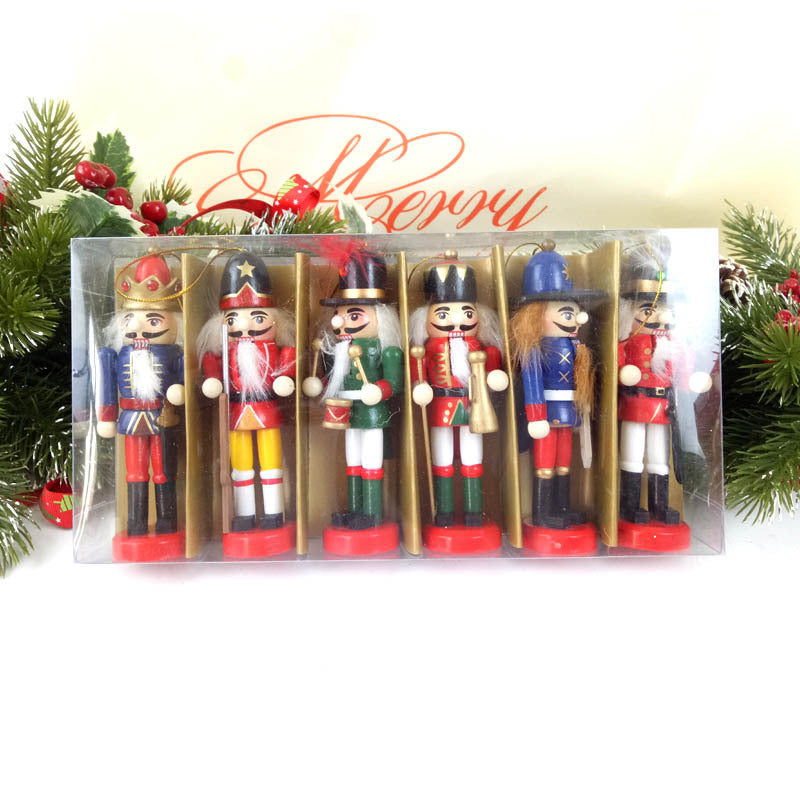 Wood Nutcracker Figures, Set of 6, Christmas Decoration
