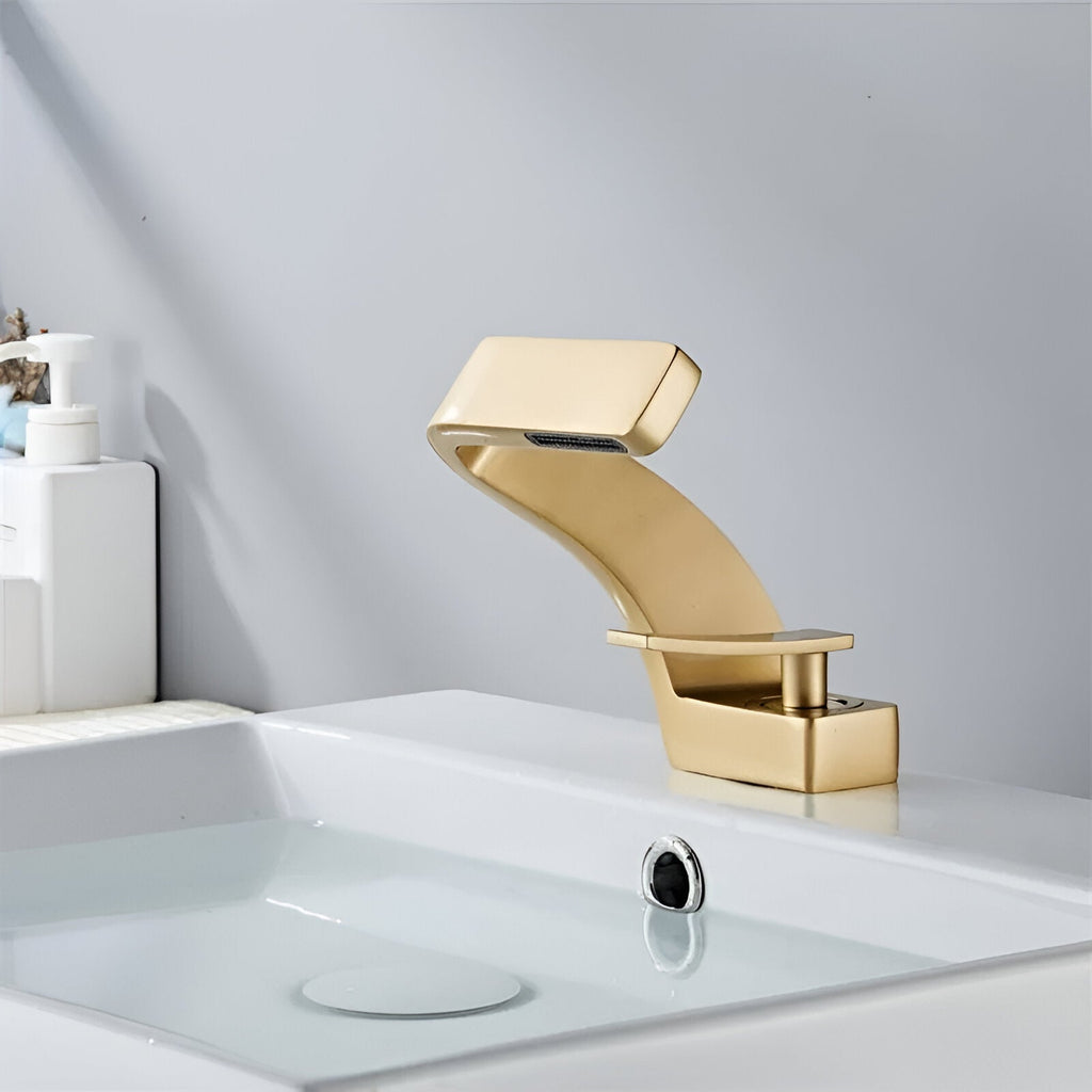 Solna - Waterfall Single Lever Brass Bathroom Sink Faucet