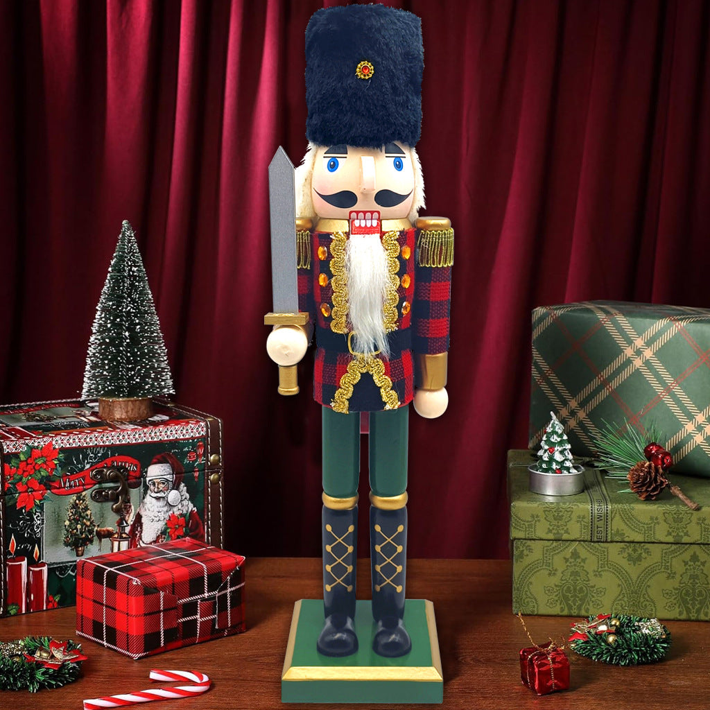 Decorative nutcracker made of pine wood, 38 cm