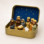 Miniature Nativity Set in Metal Box