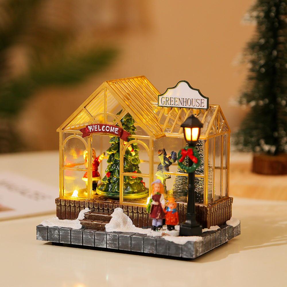 Illuminated Music Christmas House made of Resin