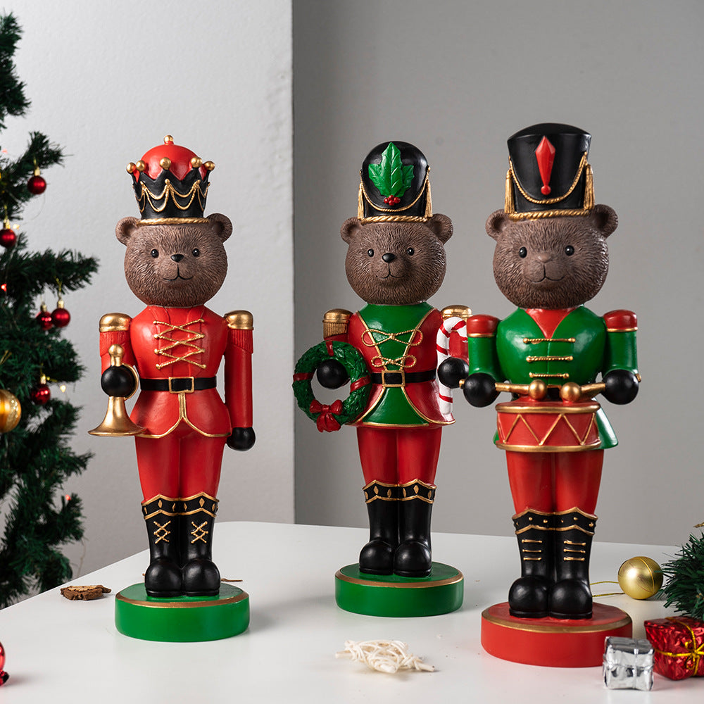 Decorative nutcracker bear figure made of resin