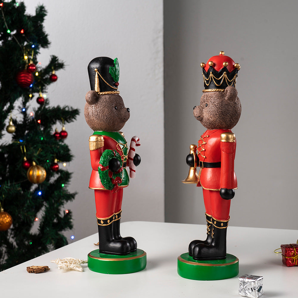 Decorative nutcracker bear figure made of resin