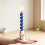 Ceramic candle holder in candy cane look