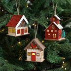 Illuminated wooden house for Christmas decoration
