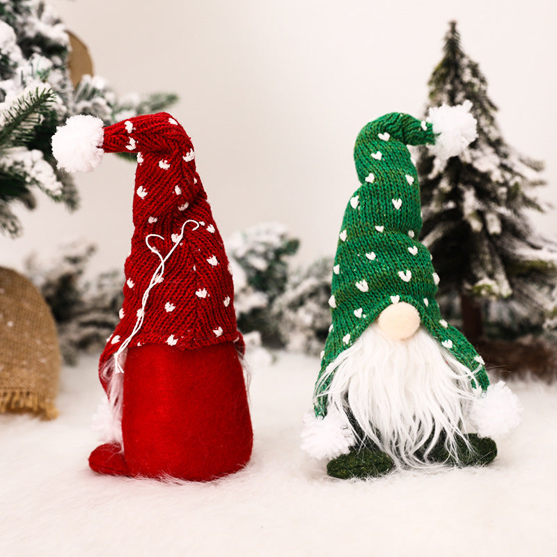 Sitting Christmas Elf Figure with Knitted Hat