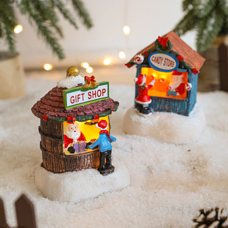 Illuminated Christmas house made of resin