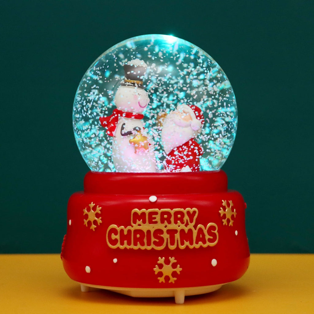 Decorative snow globe music box with light and music