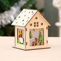 Illuminated wooden Christmas house, decorative