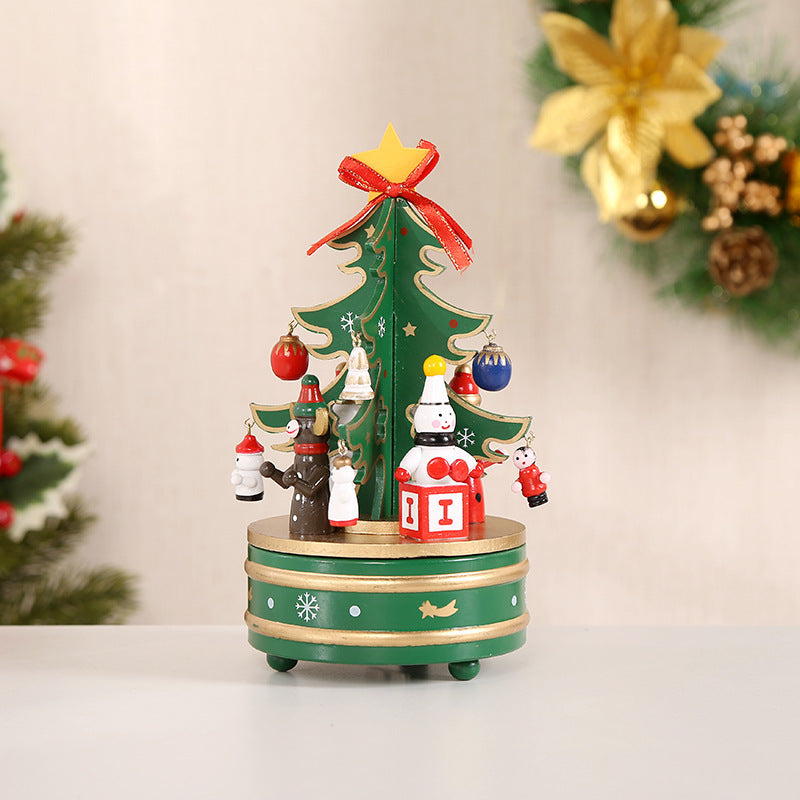Decorative Christmas tree musical box made of wood