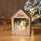 Decorative wooden house with LED lighting