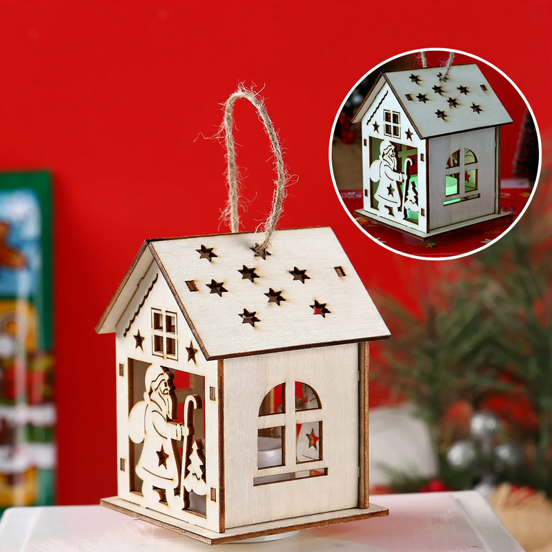 Illuminated wooden house for the Christmas season