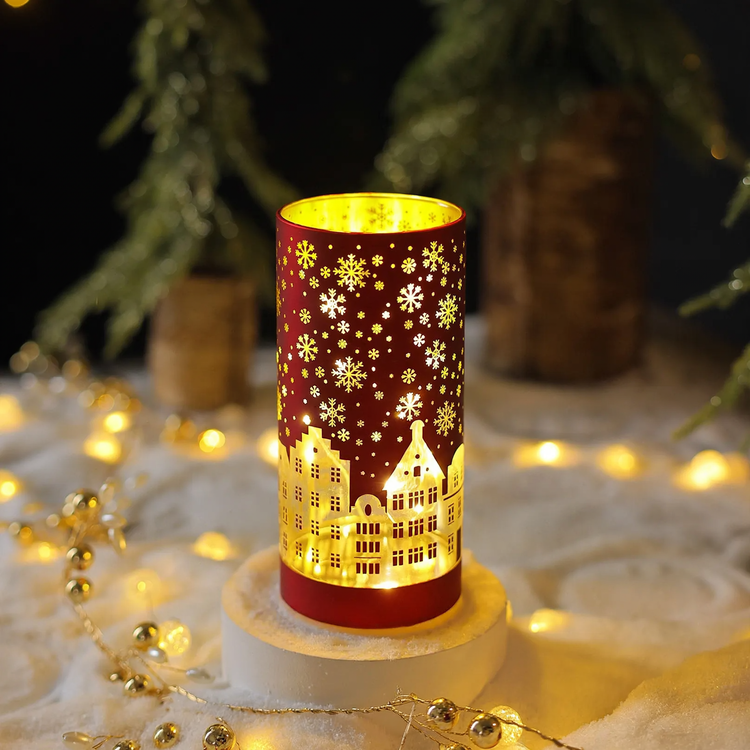 Illuminated glass decoration for Christmas