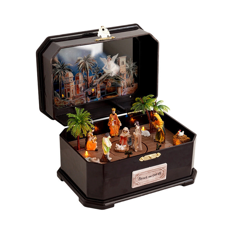 Christmas music box made of resin with lighting