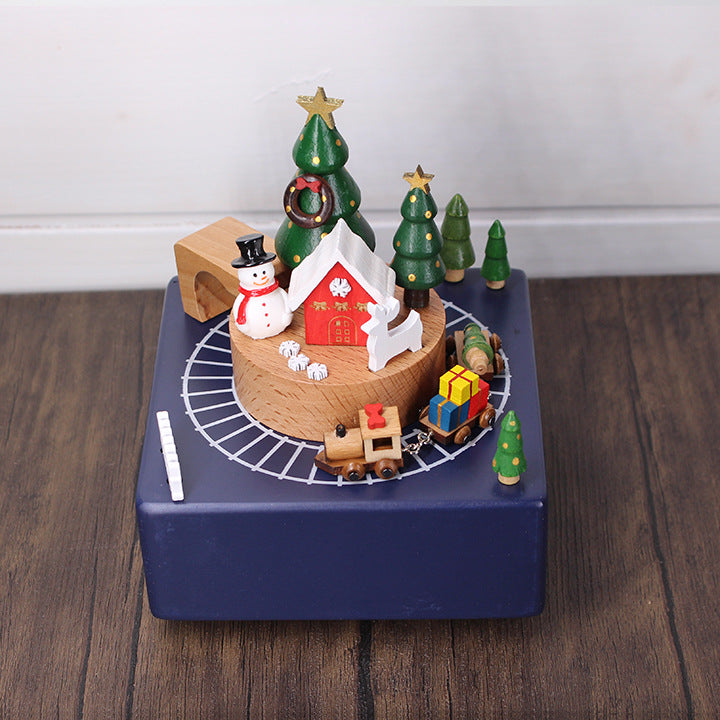 Wooden music box with Christmas design