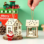 Illuminated wooden house for the Christmas season