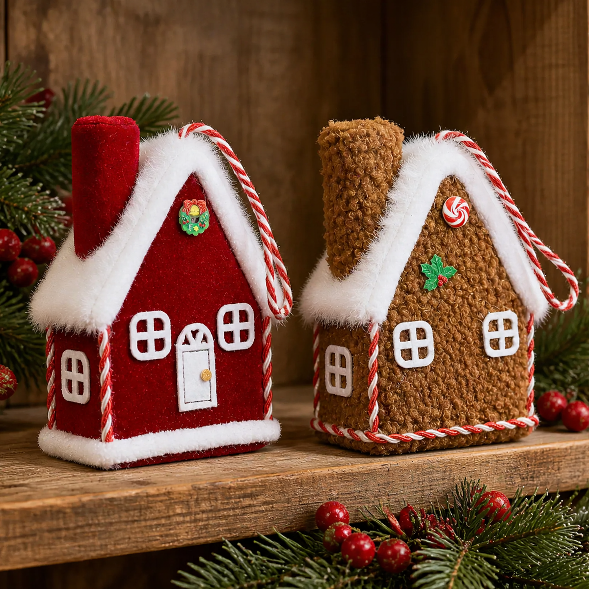 Christmas cabin fabric pendant