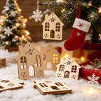 Untreated wood hanging sign for Christmas decoration