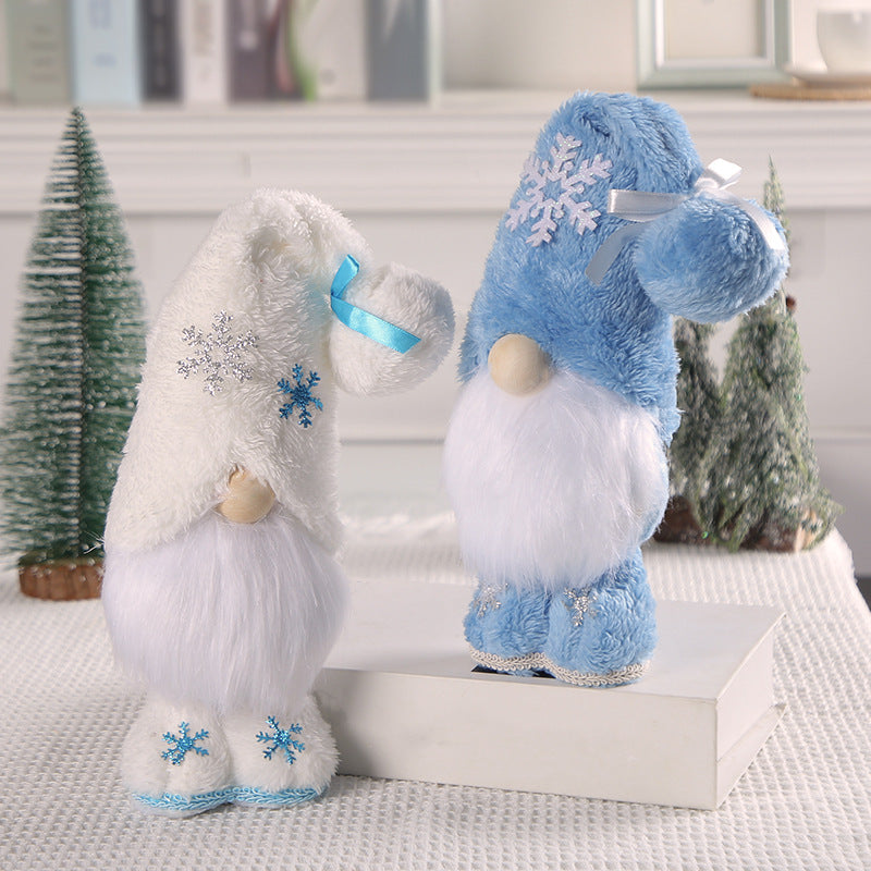 Standing Christmas Elf Figure with Snowflake Design