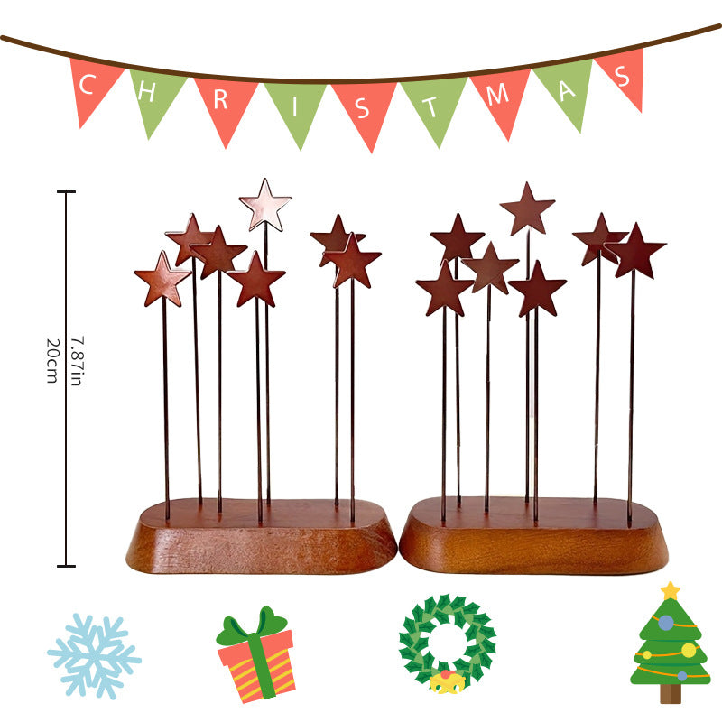 Christmas decoration set, metal stars and wooden plants