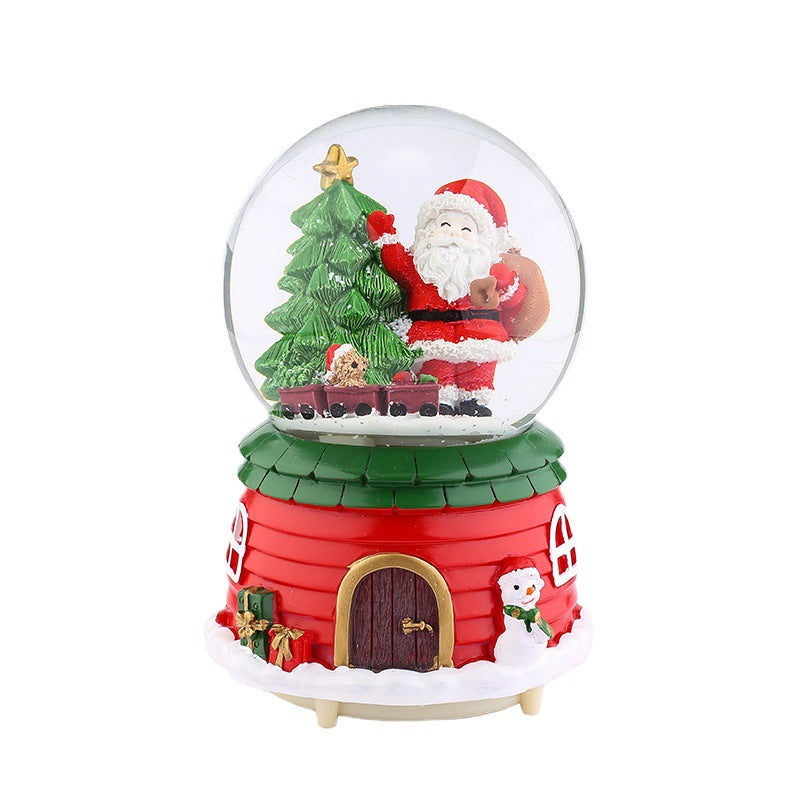 Christmas snow globe with music and light
