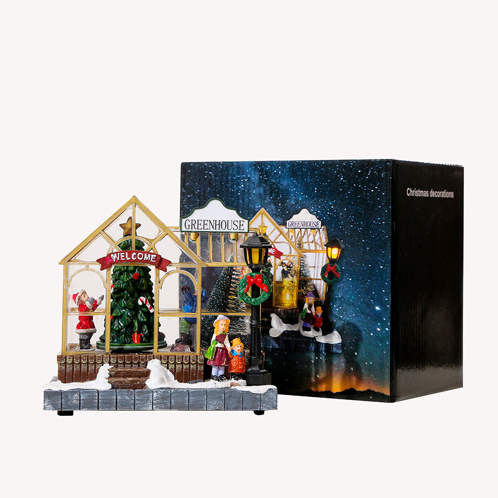 Illuminated Music Christmas House made of Resin