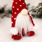 Sitting Christmas Elf Figure with Knitted Hat