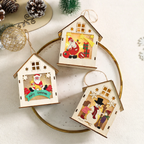 Illuminated wooden house as Christmas decoration