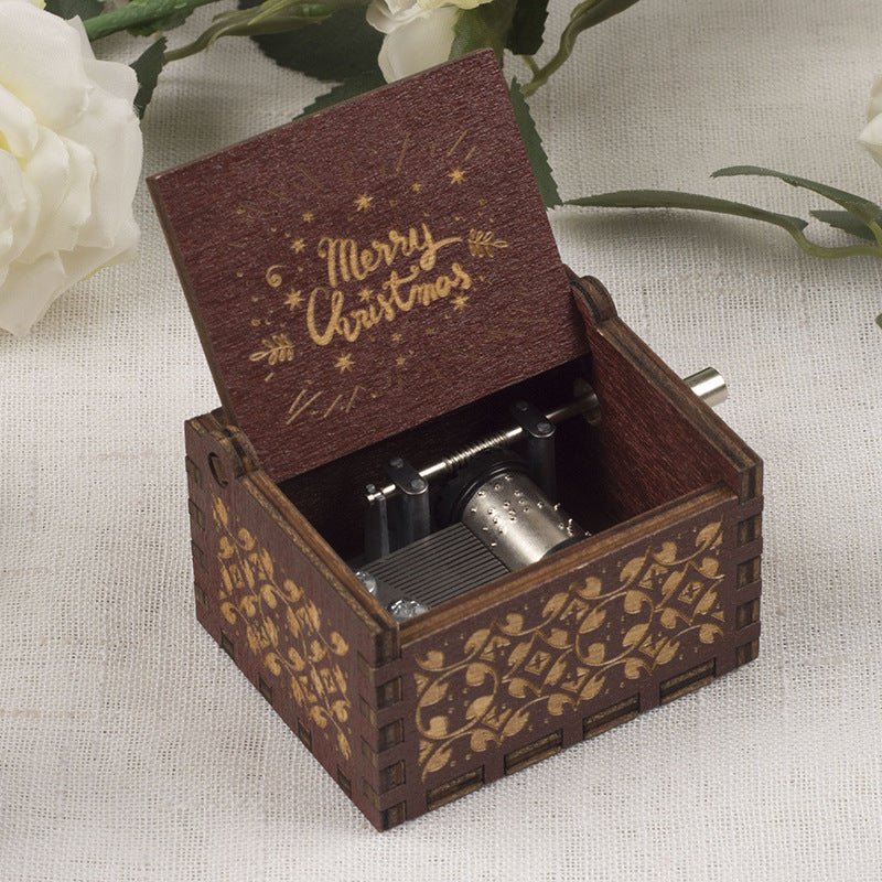 Small wooden music box in retro design