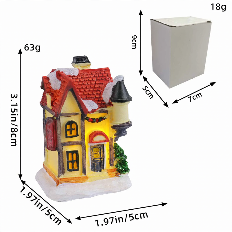 Illuminated houses made of resin for Christmas decoration