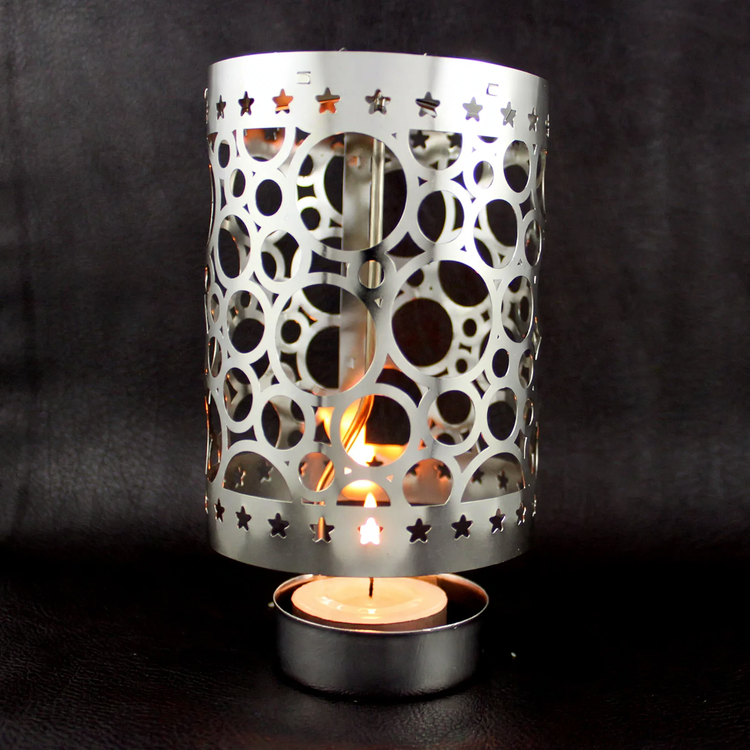 Rotating metal candle holder, round