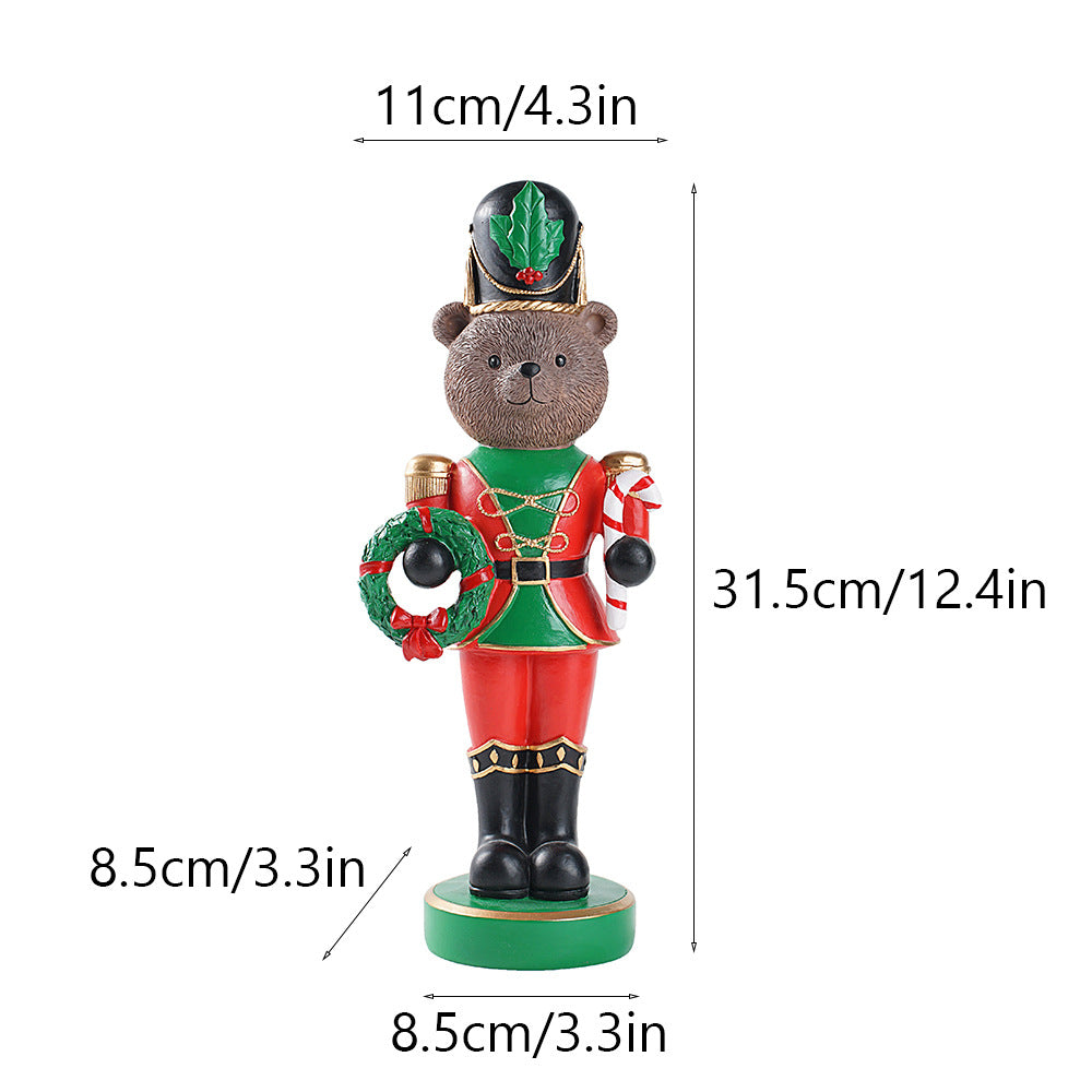 Decorative nutcracker bear figure made of resin