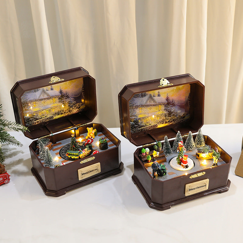 Rotating Christmas music box with LED light