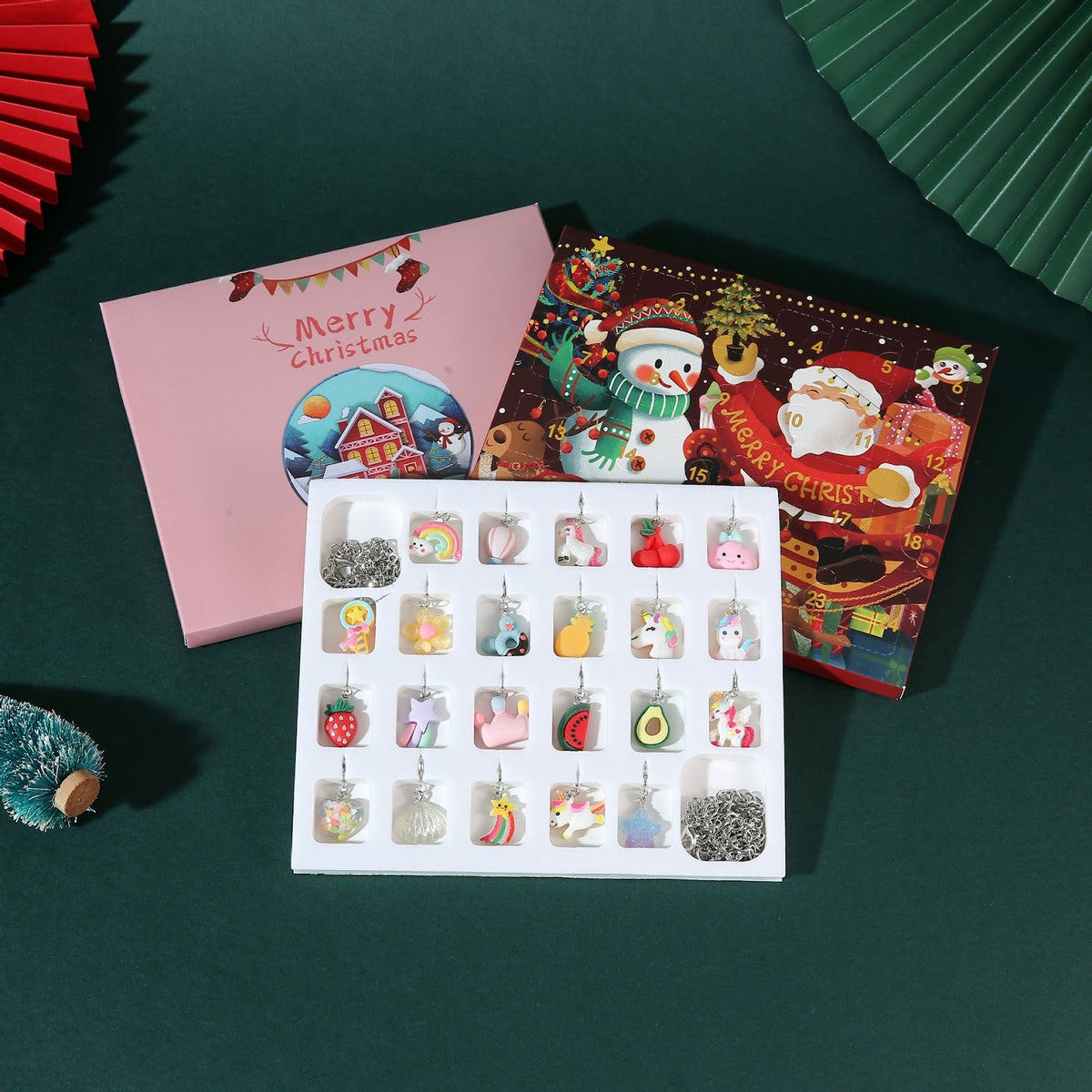 Christmas Advent Calendar with Jewelry Craft Set for Kids
