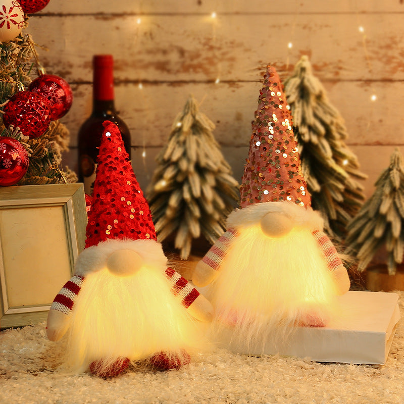 Shining gnome figures with sequin hat
