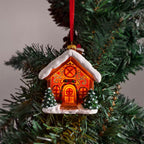 Christmas house pendant with lighting made of resin