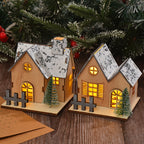 Illuminated wooden Christmas house with LED