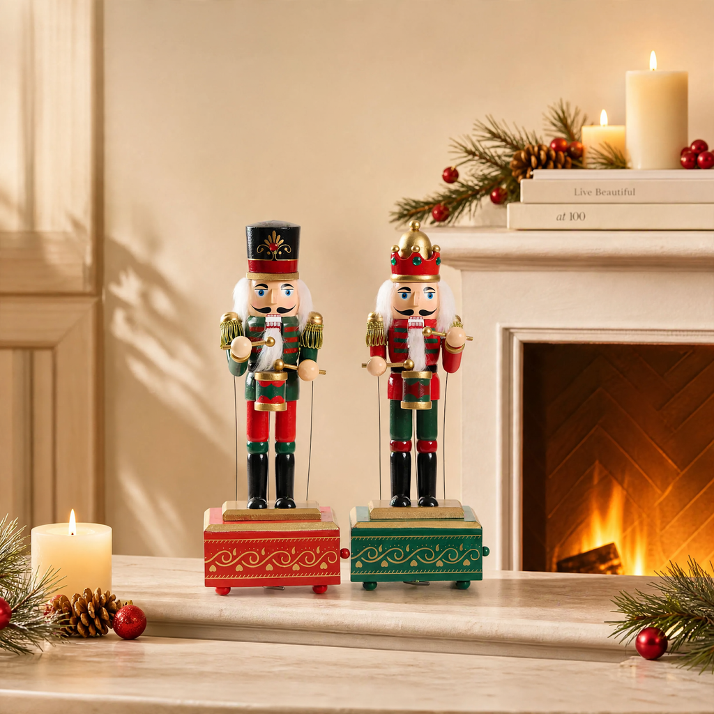 Nutcracker music box, 31 cm, wood