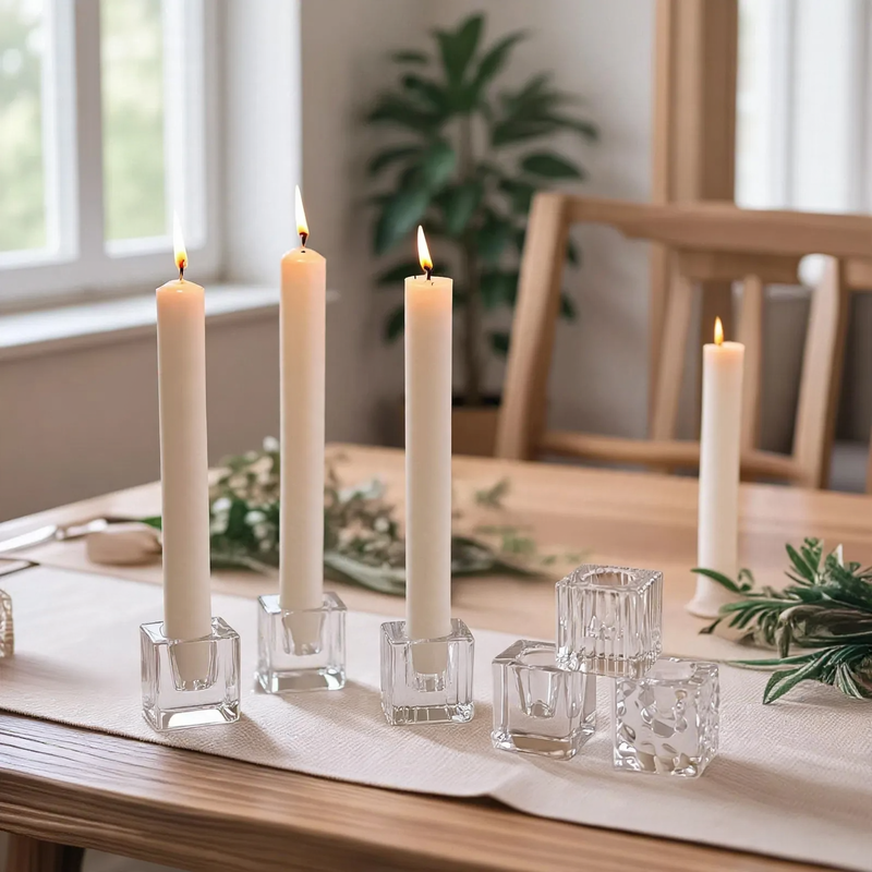 Modern glass candle holder for taper candles