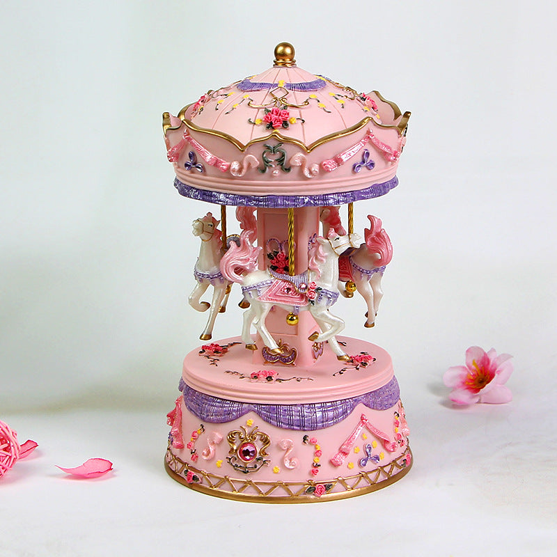 Carousel music box made of resin, hand-painted