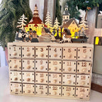 Christmas Advent calendar made of wood with 24 drawers
