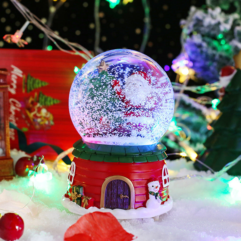 Christmas snow globe with music and light