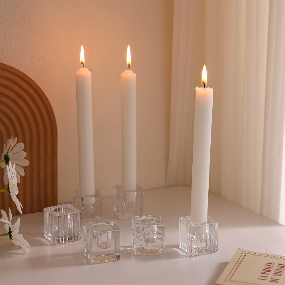 Modern glass candle holder for taper candles