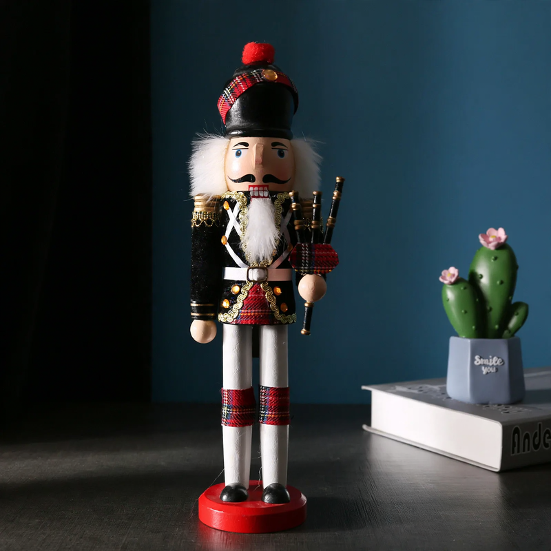 Decorative nutcracker figure made of wood for living spaces
