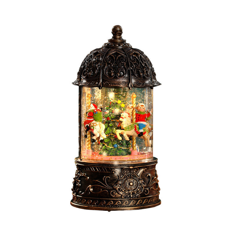 Decorative carousel music box with snow effect