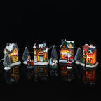 LED-lit Christmas village house, 10-piece set